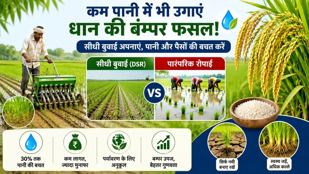 Low Water Rice Farming: कम पानी में भी उगाई जा सकती है धान की फसल, पारंपरिक रोपाई छोड़ अपनाएं यह आधुनिक तरीका