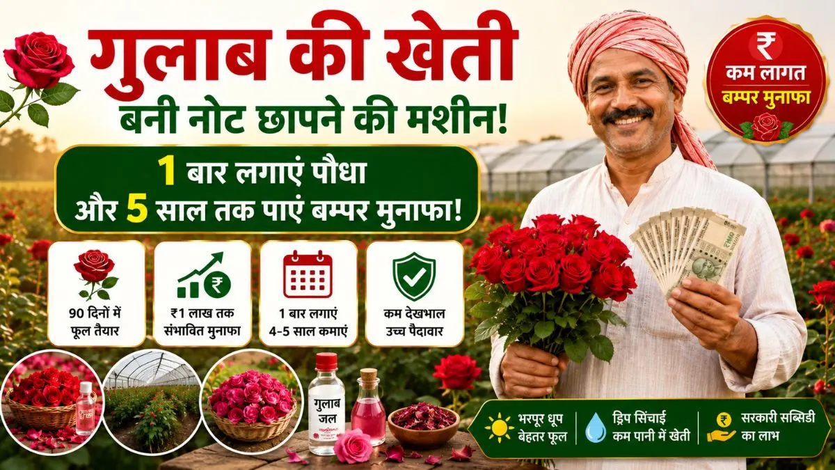 Rose Farming Profit: गुलाब की खेती बनी नोट छापने की मशीन! 1 बार लगाएं पौधा और 5 साल तक पाएं बम्पर मुनाफा, नए किसानों के लिए बड़े काम की है खबर